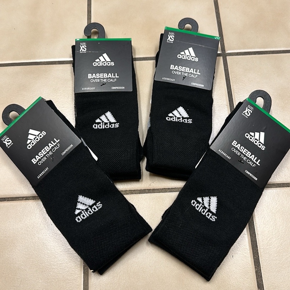 NWT Adidas Baseball Over the Calf Aeroready Compression OTC Soccer Socks Bundle